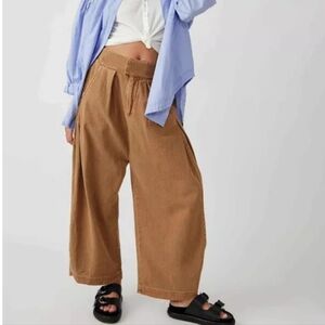 Free People Cool Harbor Wide-Leg Trousers Pants in Sand Size M / L / XL